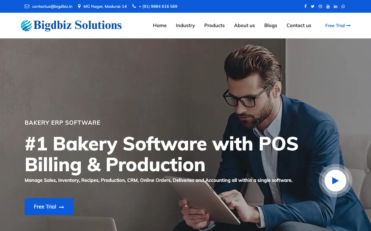 Home page of Bigbakery ERP's website