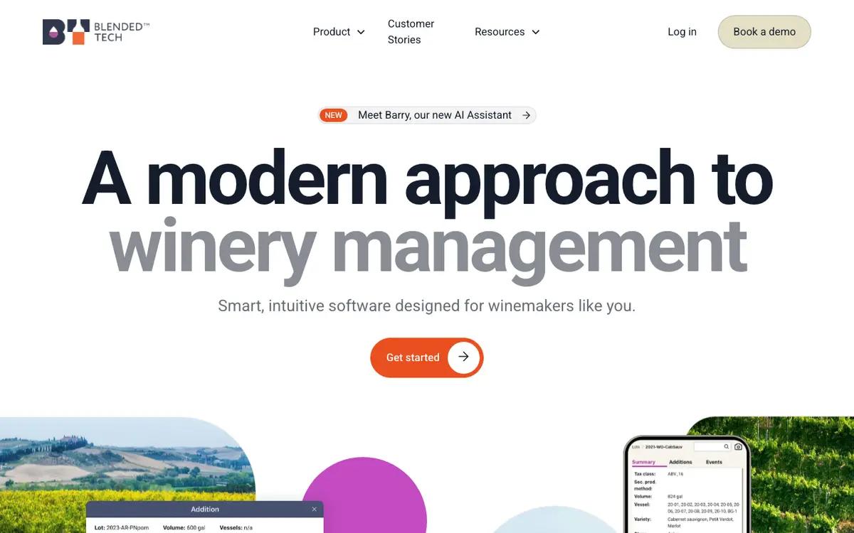 Home page of Blended's website
