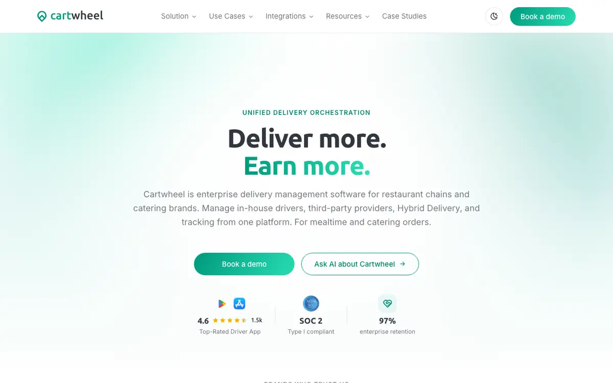 Home page of Cartwheel's website