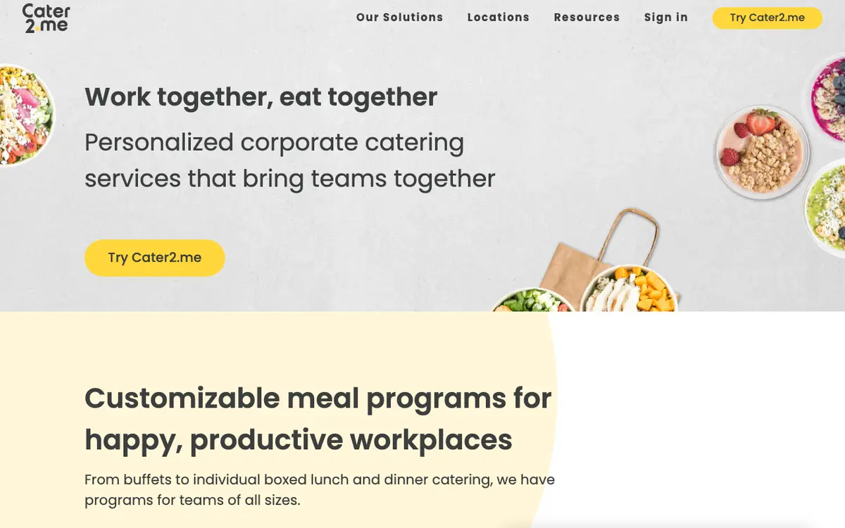 Home page of Cater2.me's website