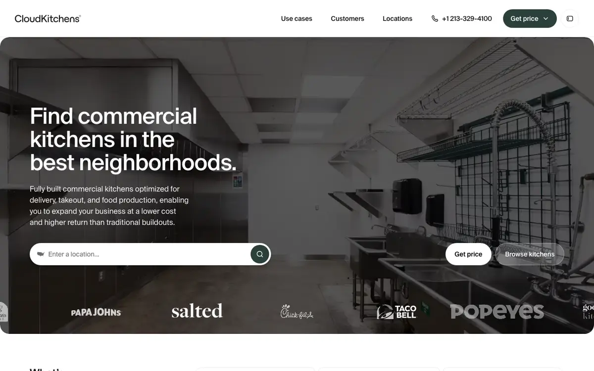 Home page of CloudKitchens's website