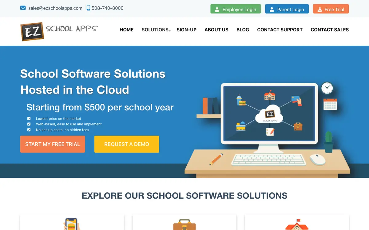 Home page of EZ School Apps's website