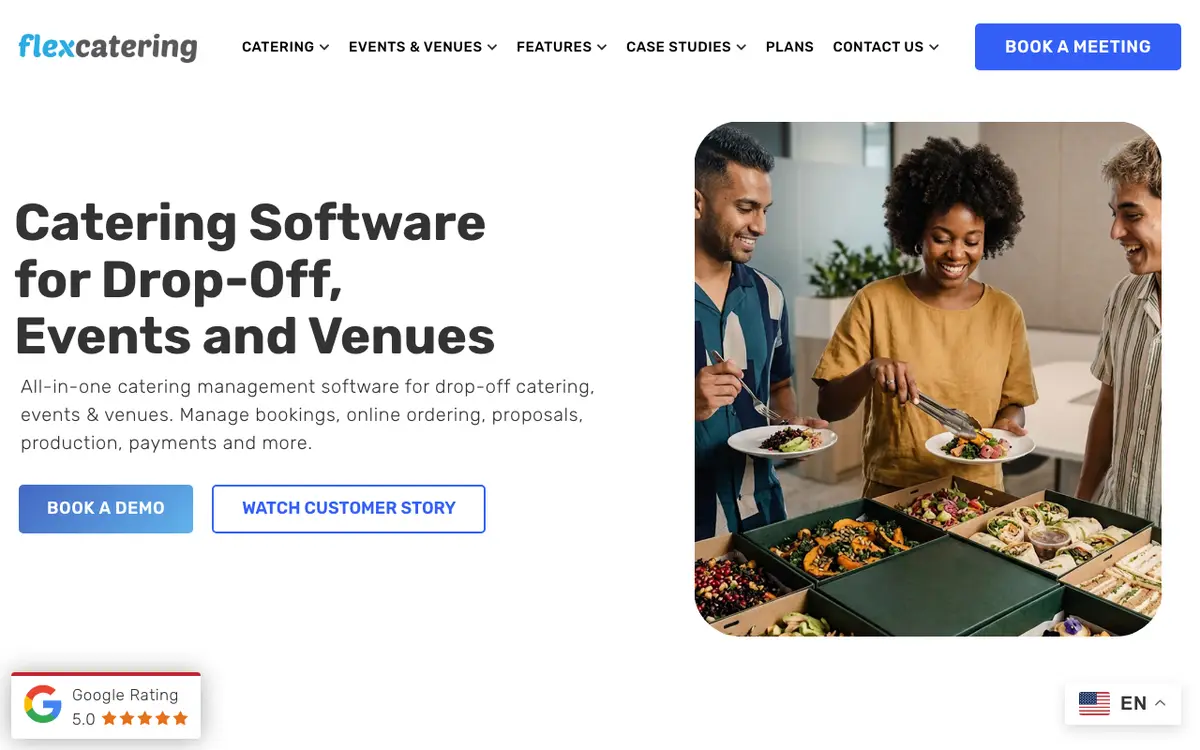 Home page of Flex Catering's website