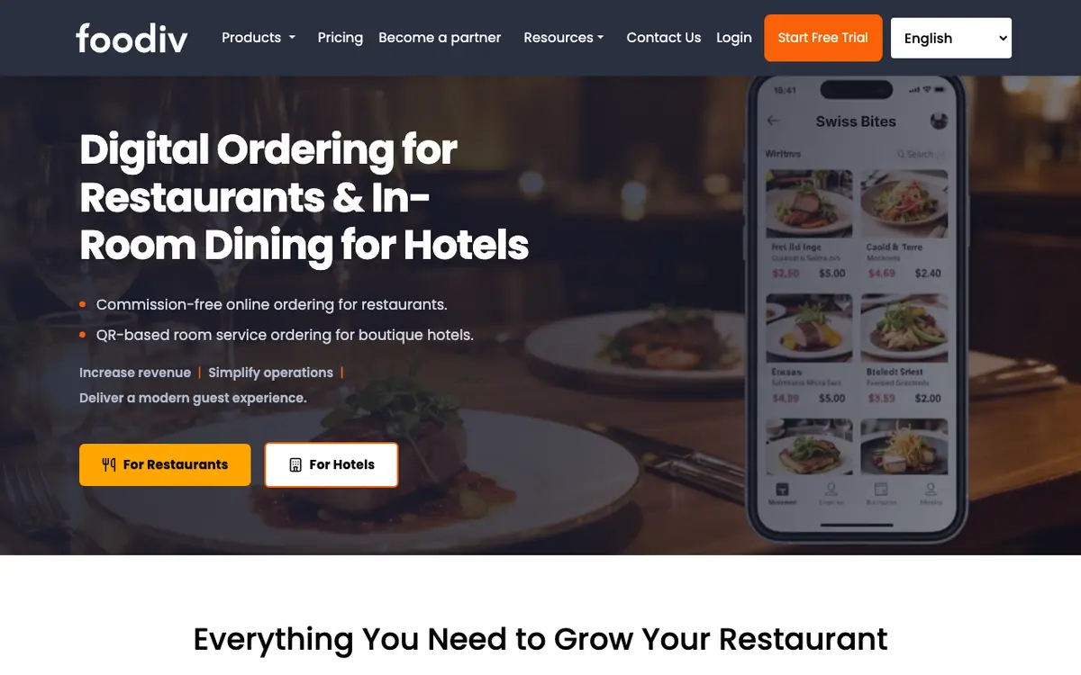 Home page of Foodiv's website