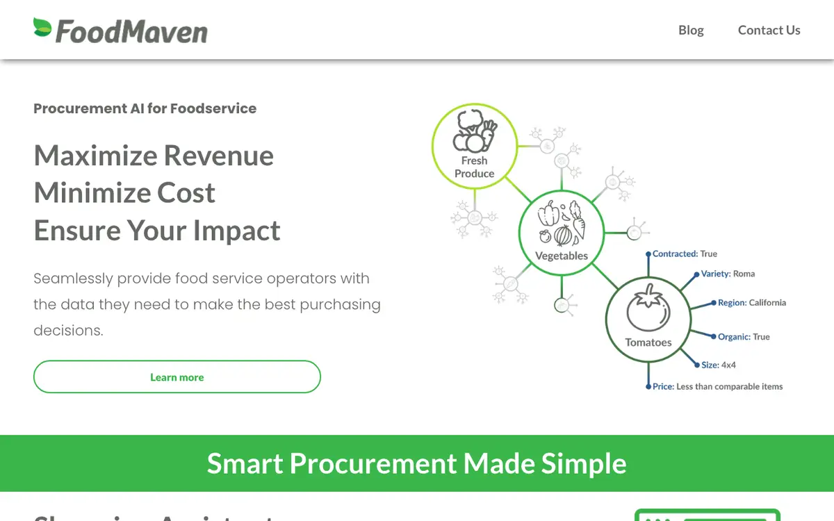 Home page of FoodMaven's website