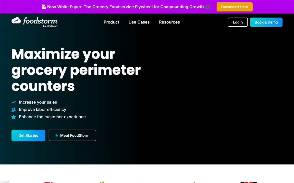 Home page of FoodStorm's website
