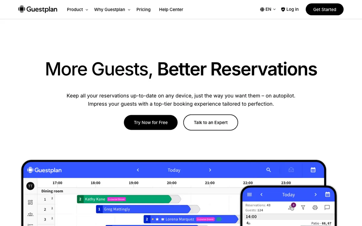 Home page of Guestplan's website