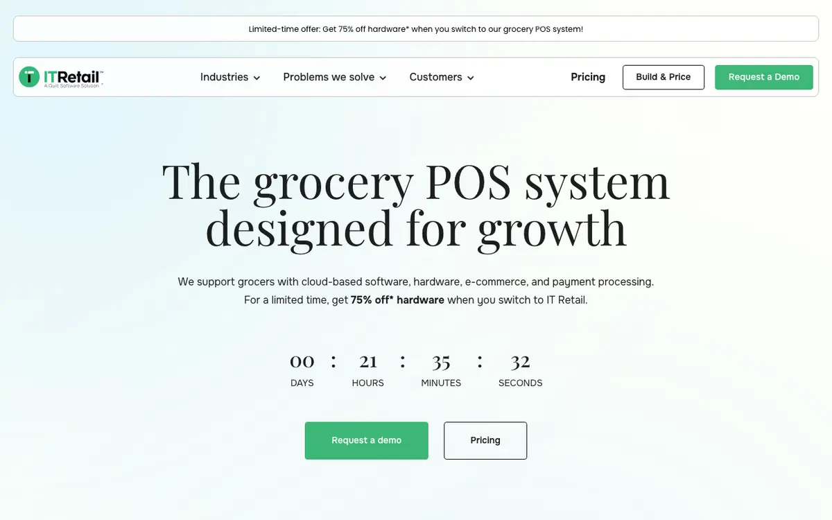 Home page of IT Retail's website