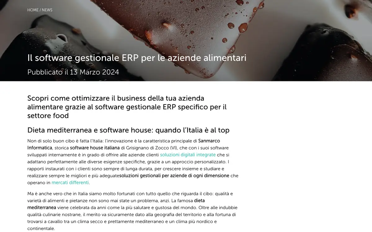 Home page of Jgalileo Alimentare's website