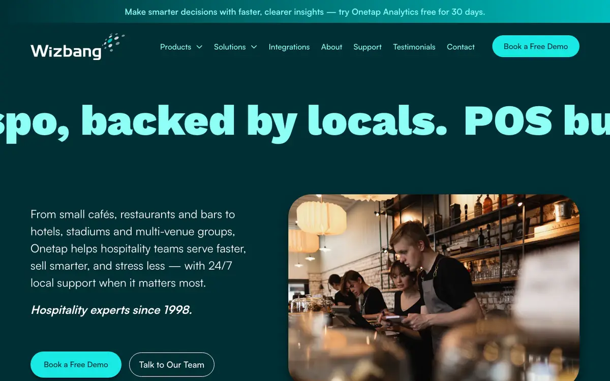 Home page of Onetap's website