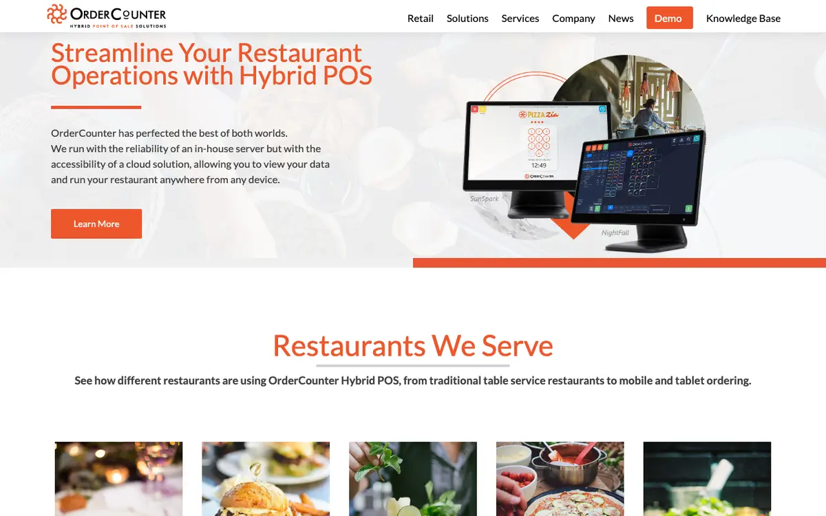 Home page of OrderCounter's website