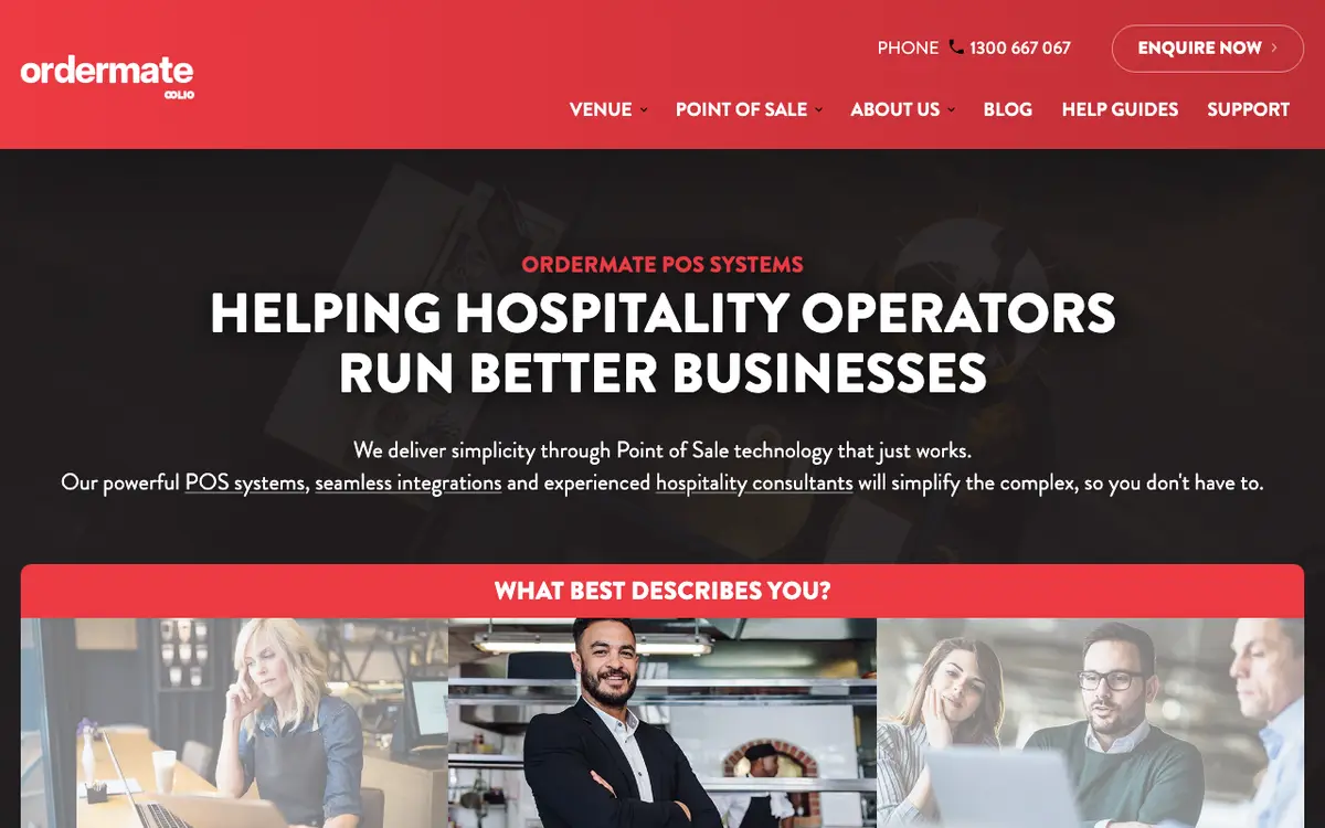 Home page of OrderMate POS's website