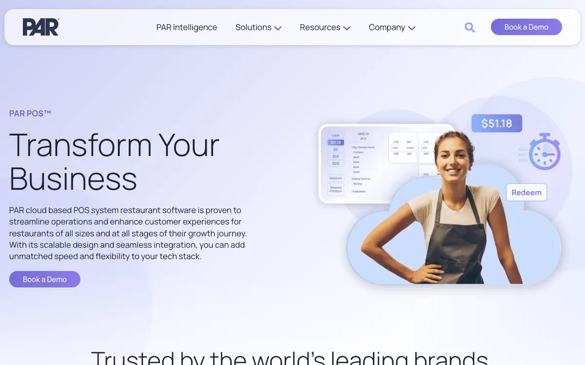 Home page of PAR Brink POS's website