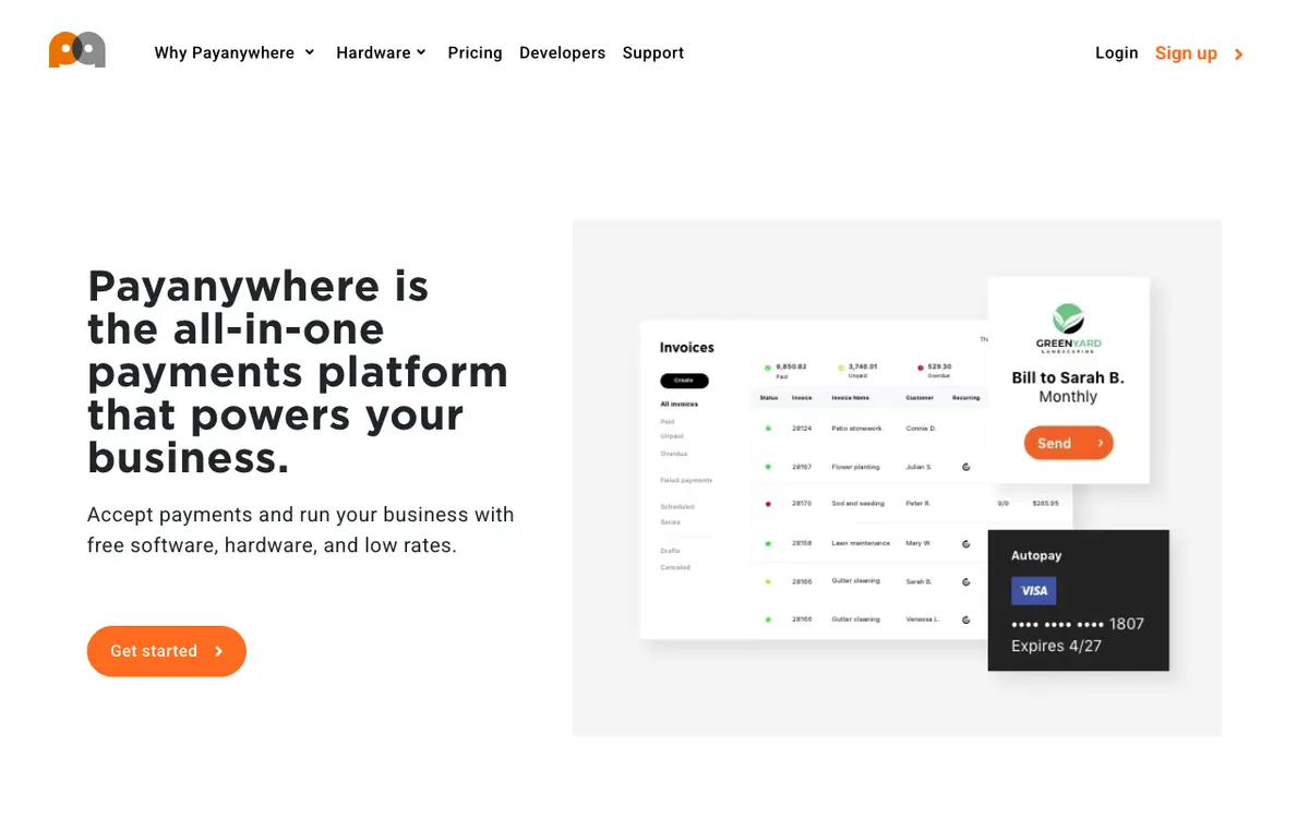 Home page of Payanywhere's website