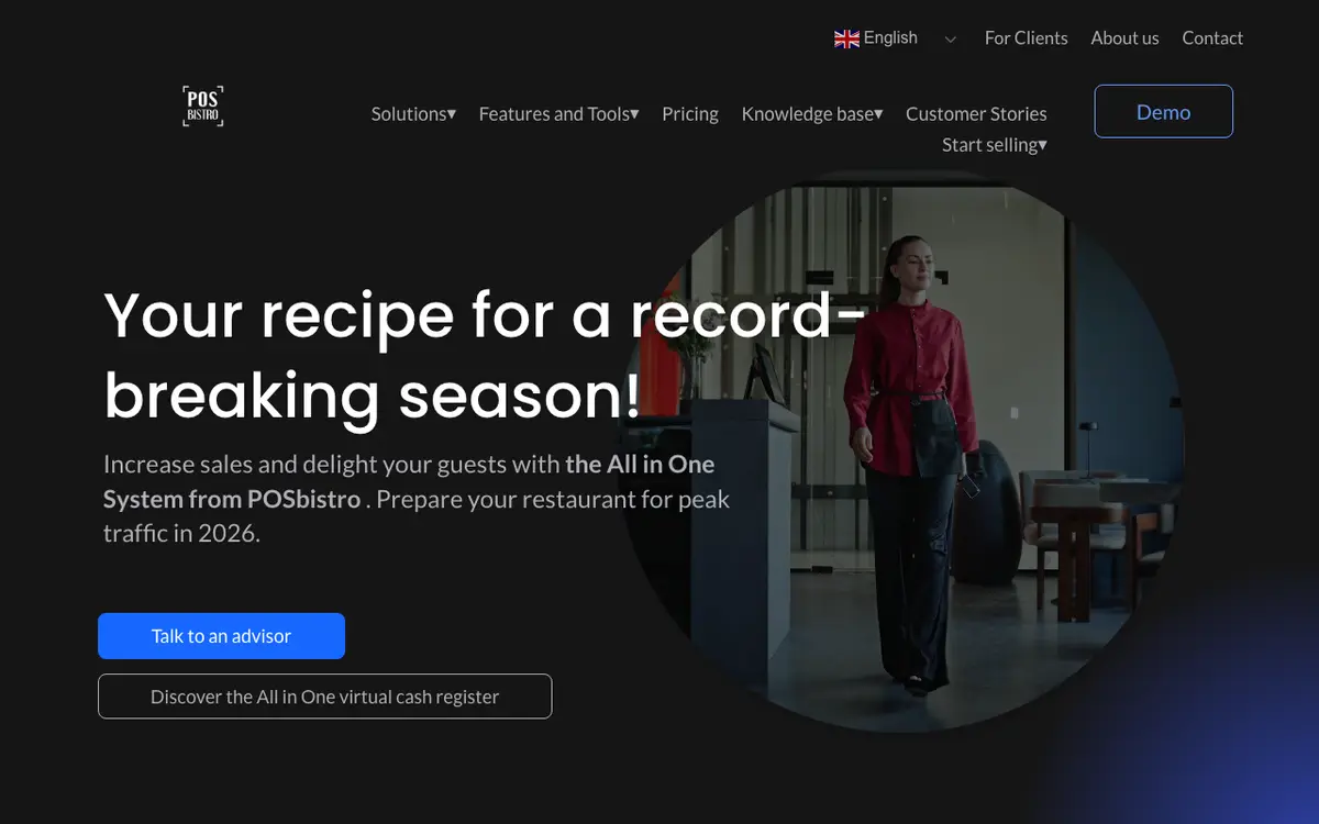 Home page of POSbistro's website