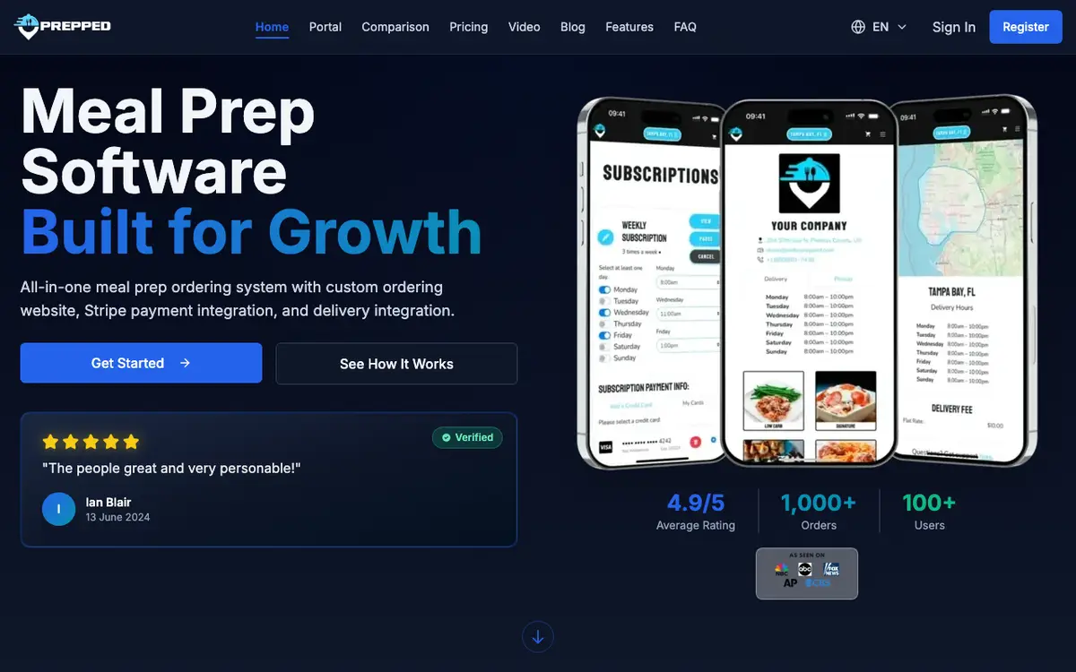 Home page of Prepped's website