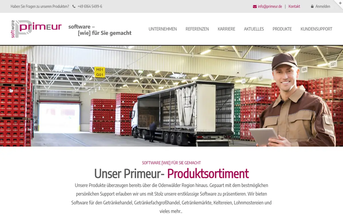 Home page of Primeur's website