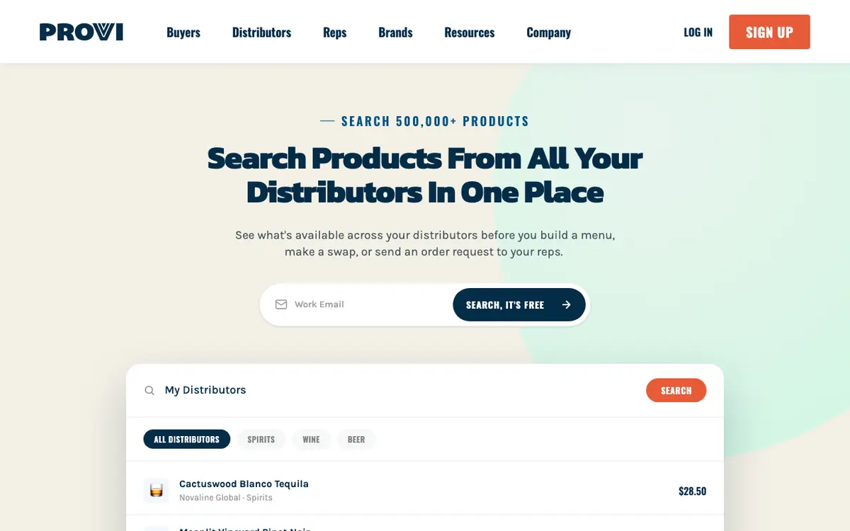 Home page of Provi's website