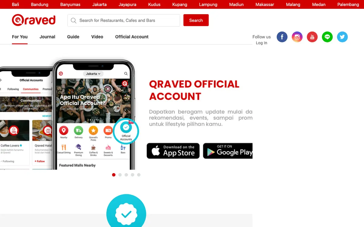 Home page of Qraved's website