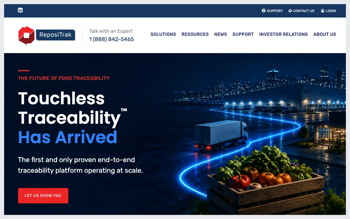Home page of ReposiTrak's website