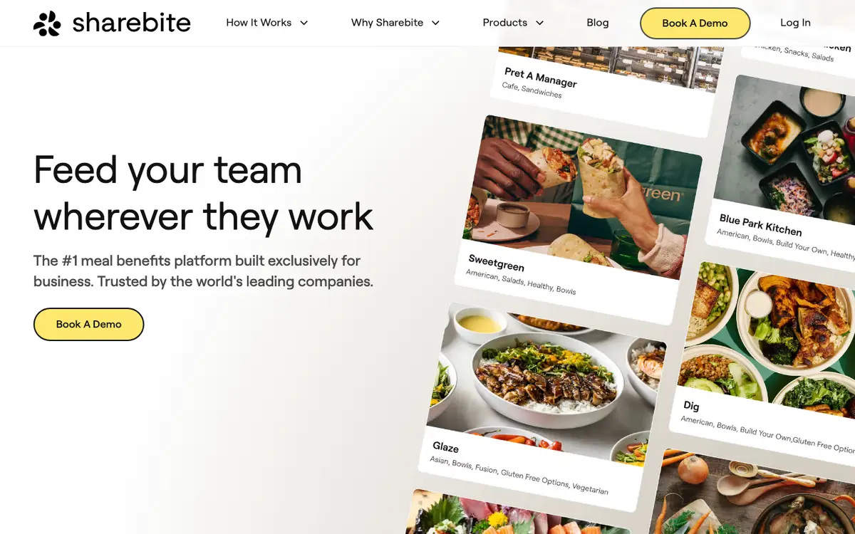 Home page of Sharebite's website