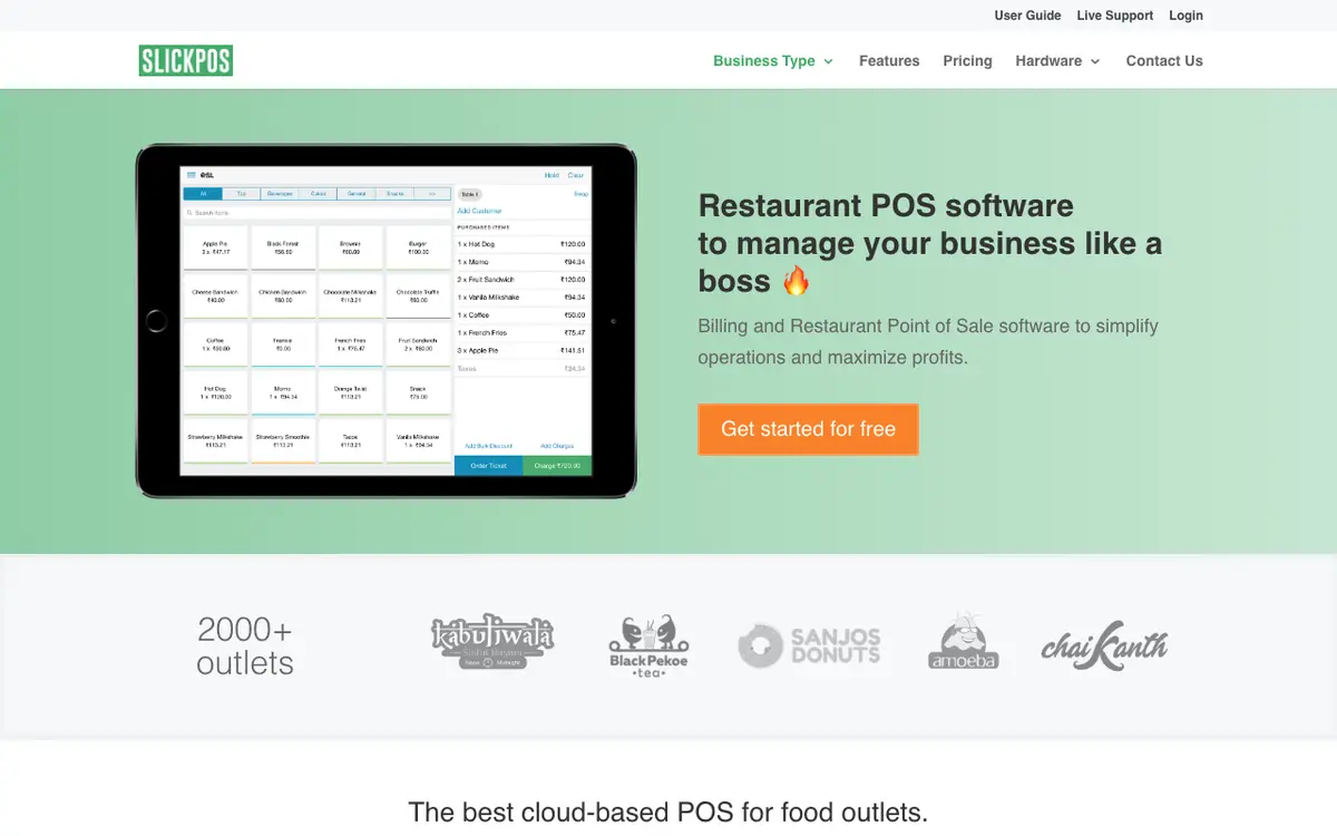 Home page of SlickPOS's website