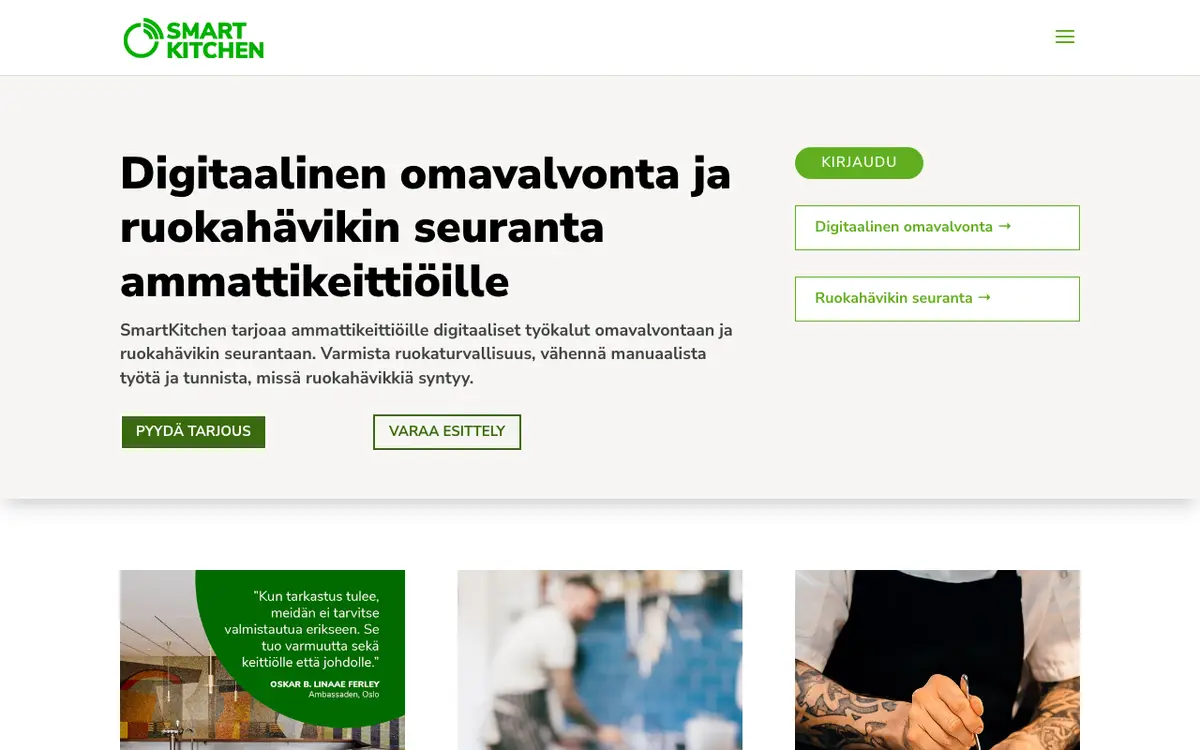 Home page of SmartKitchen's website