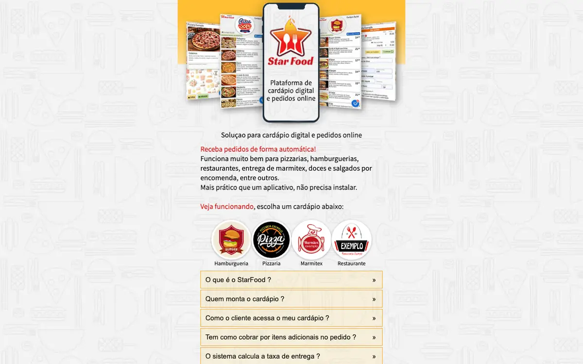 Home page of StarFood's website