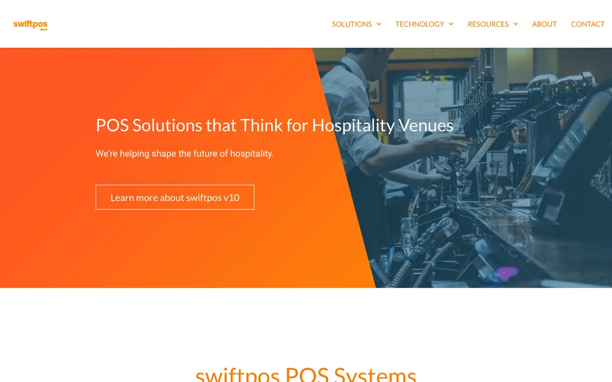 Home page of SwiftPOS's website