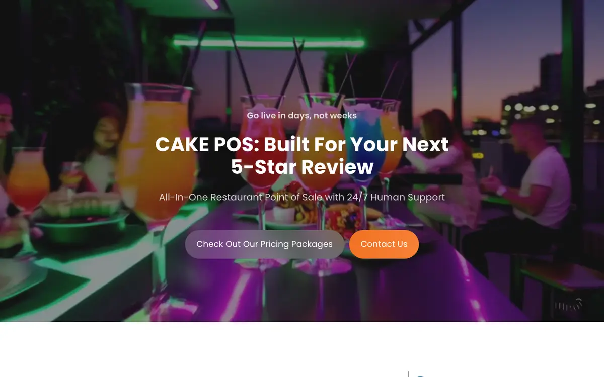 Home page of Sysco POS powered by CAKE's website
