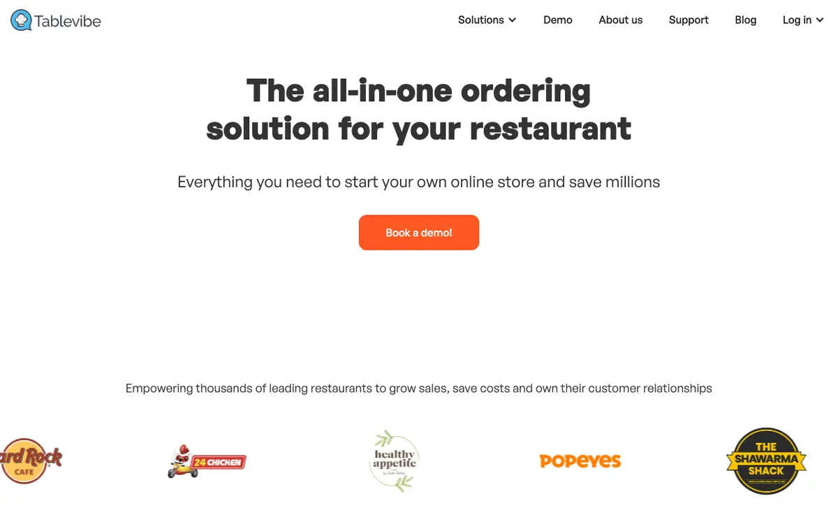 Home page of Tablevibe's website