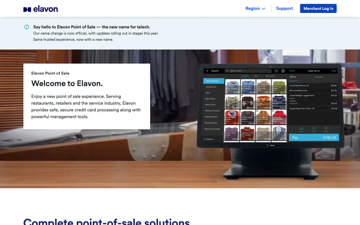 Home page of Talech's website