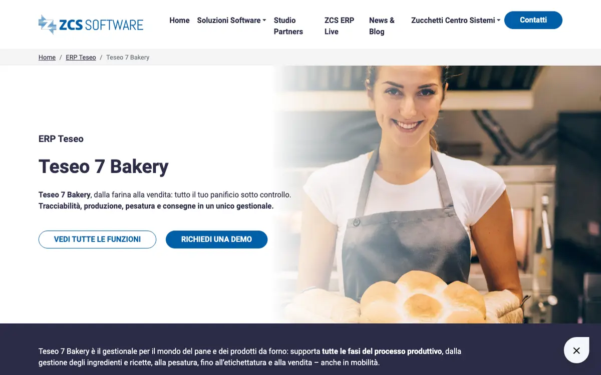 Home page of Teseo 7 Bakery's website