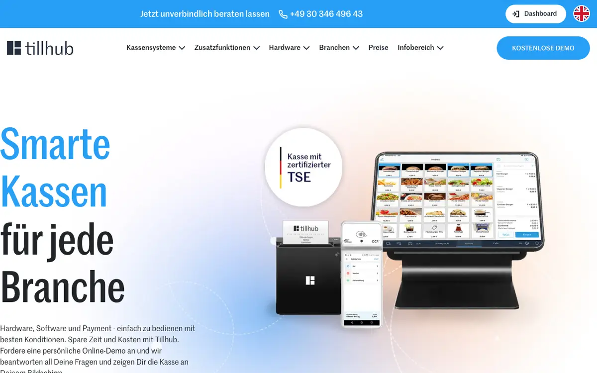 Home page of Tillhub's website