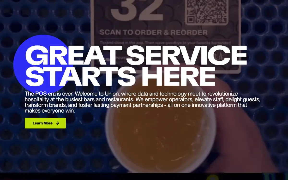 Home page of UNION POS's website