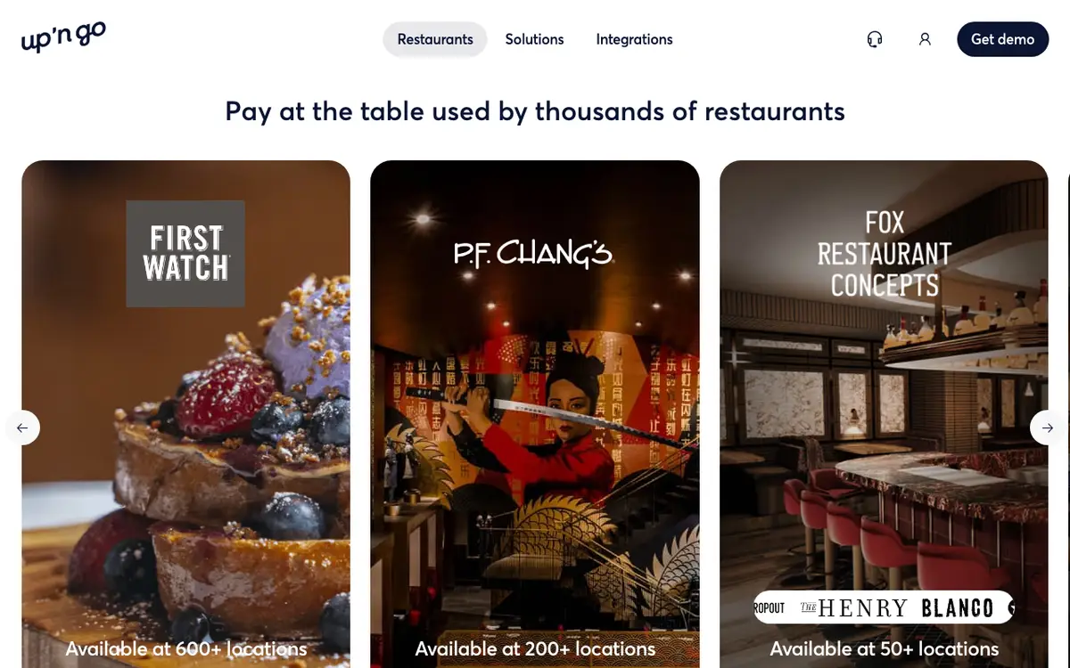 Home page of Up 'n go's website