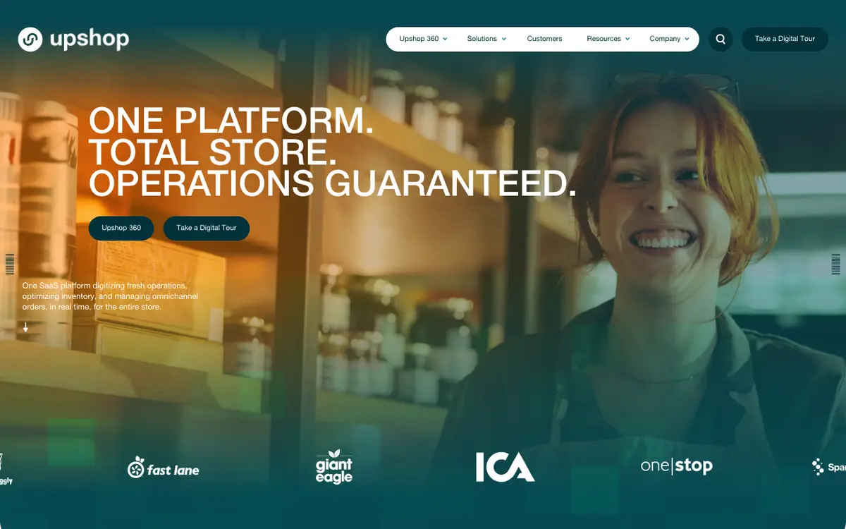 Home page of Upshop's website