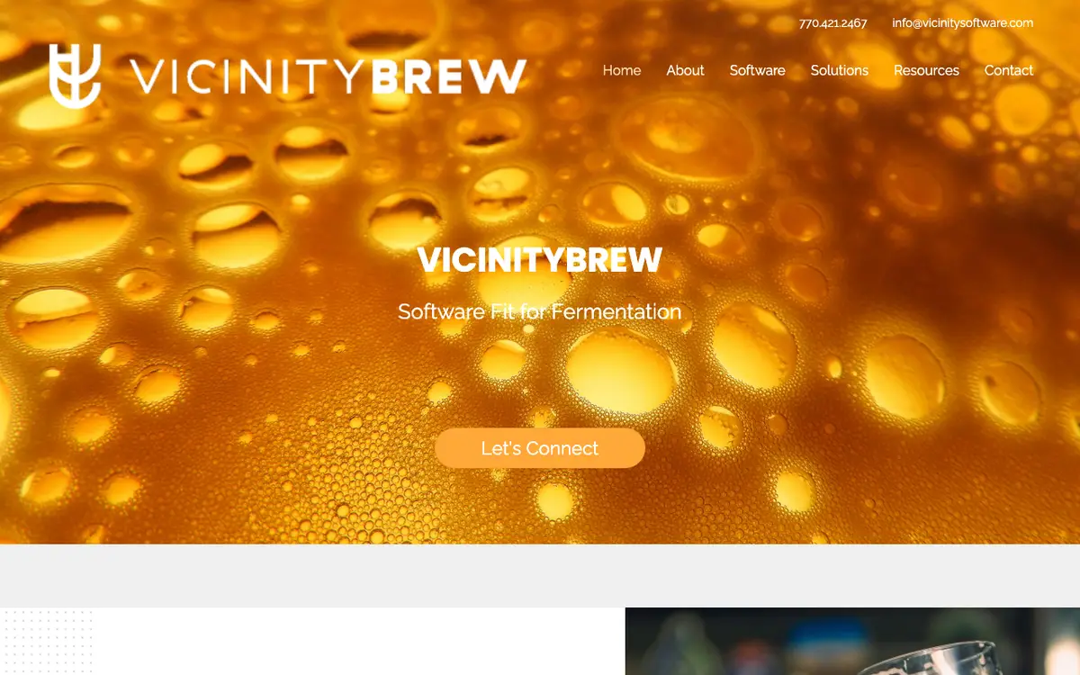 Home page of Vicinity Brew's website