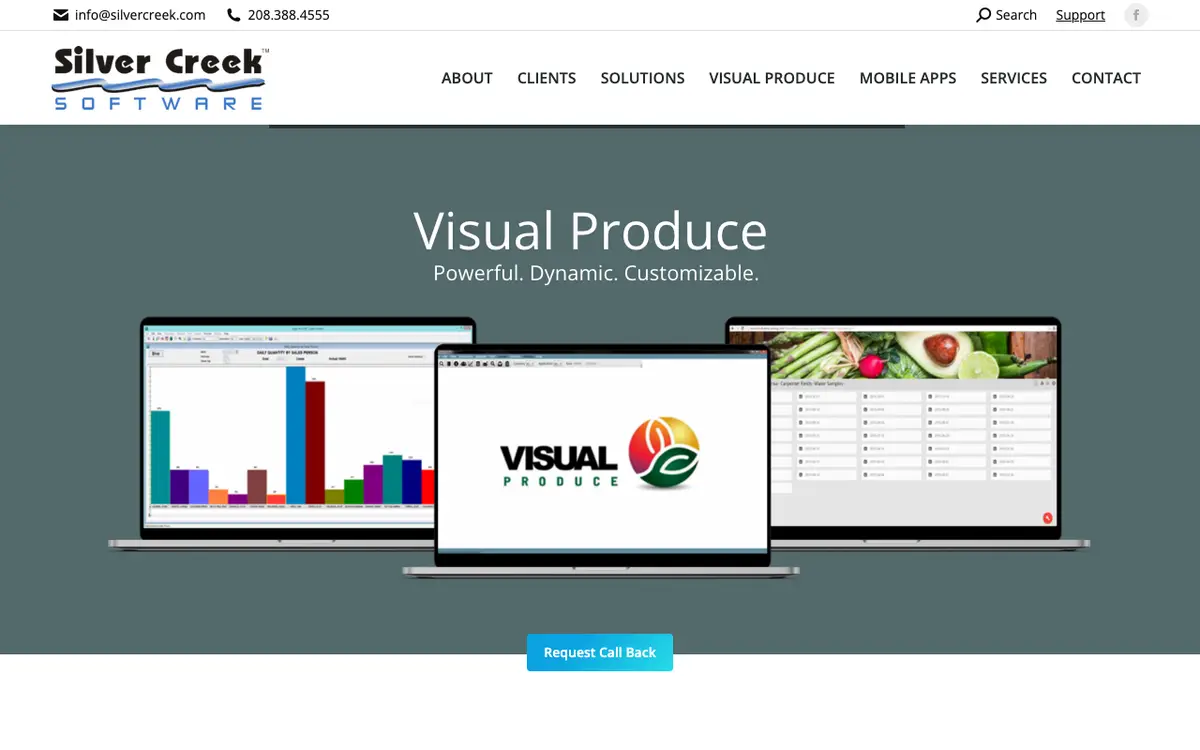 Home page of Visual Produce's website