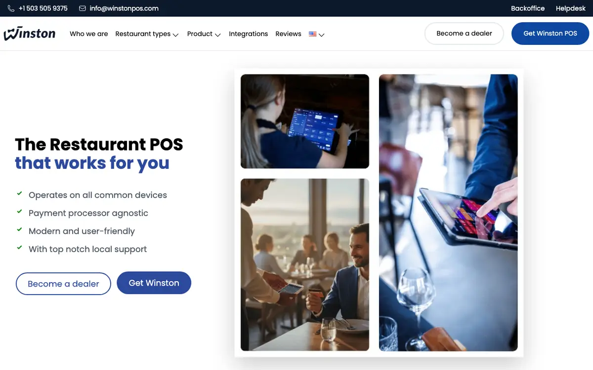 Home page of Winston POS's website