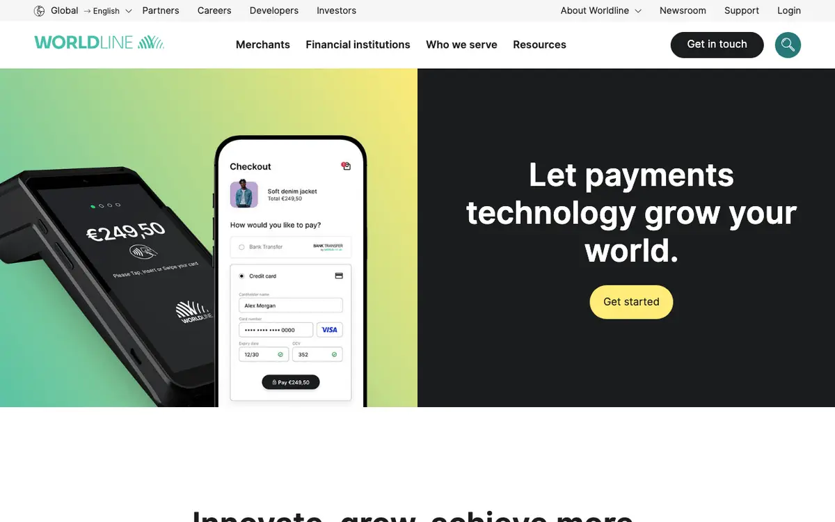 Home page of Worldline's website