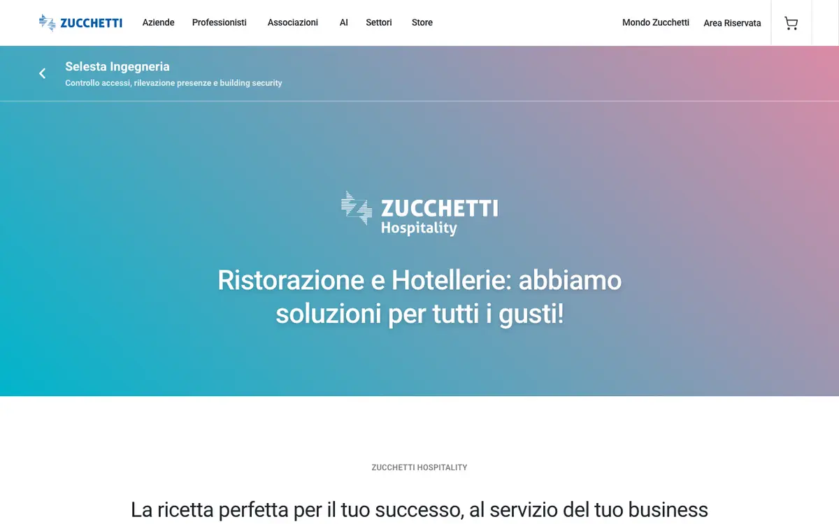 Home page of Zucchetti POS's website